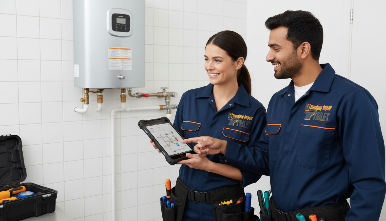 Professional plumbers at work