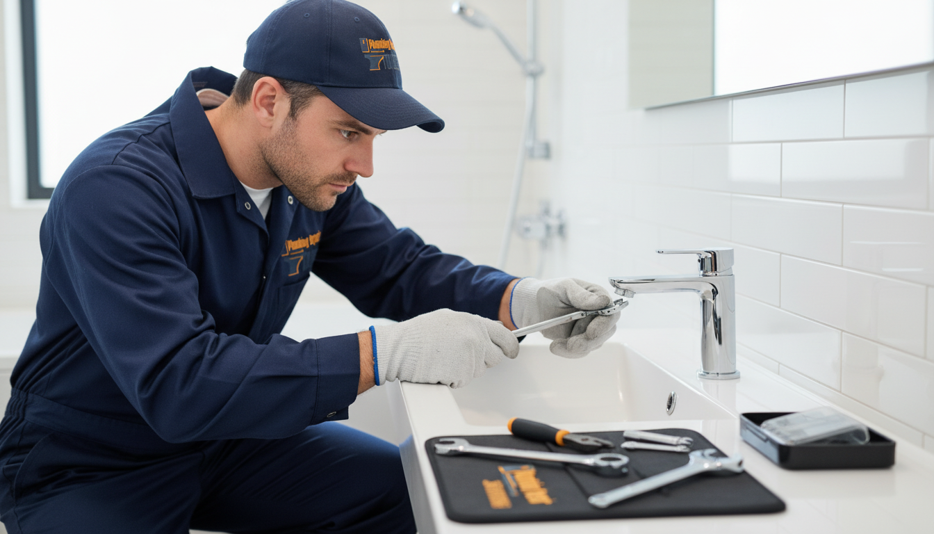 Professional plumber at work